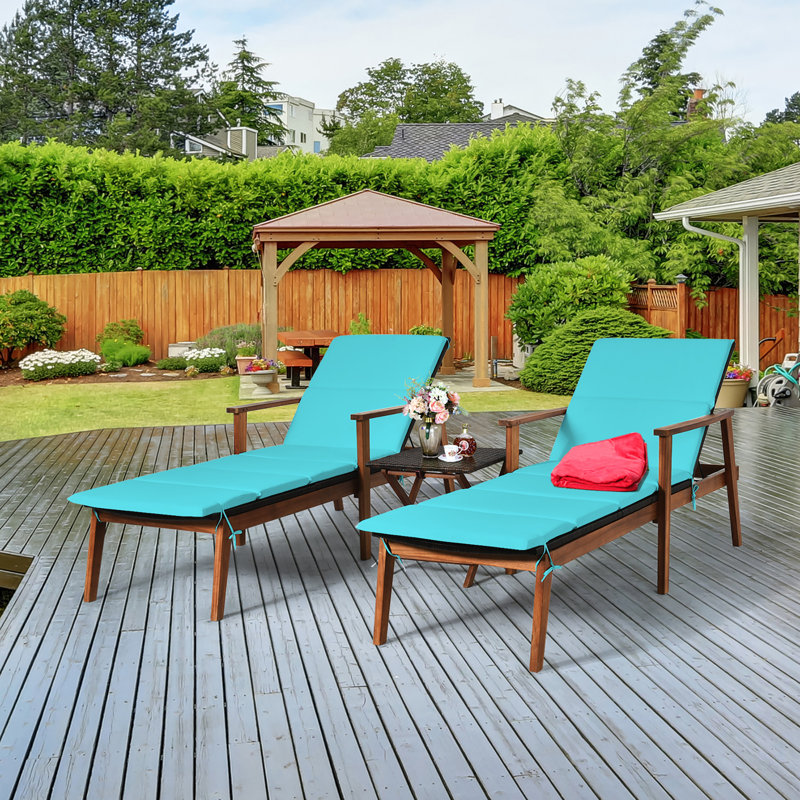 Red Barrel Studio® Aous Outdoor Acacia Wood Chaise Lounge Set with
